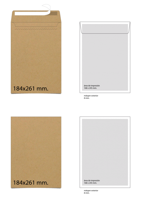 Sobre de papel Kraft 184x261