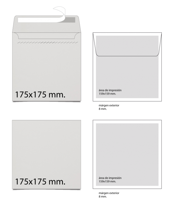 Sobre cuadrado en papel translúcido 175x175
